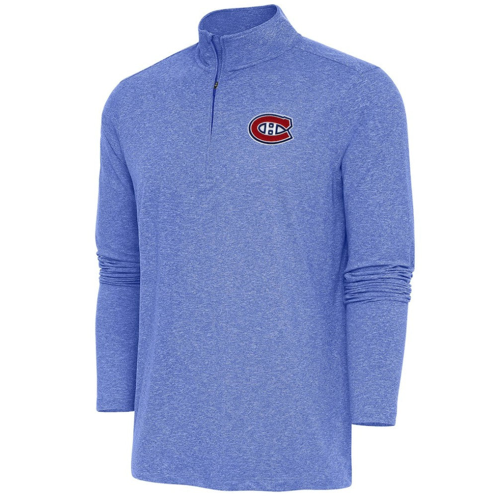 Montreal Canadiens Antigua Hunk Quarter-Zip Pullover Top - Heather Royal - NHL 200640681