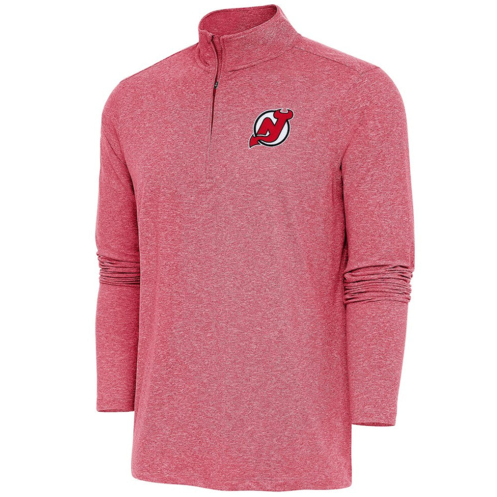 New Jersey Devils Antigua Hunk Quarter-Zip Pullover Top - Heather Red - NHL 200640697