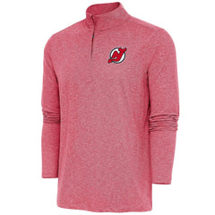 New Jersey Devils Antigua Hunk Quarter-Zip Pullover Top - Heather Red - NHL 200640697
