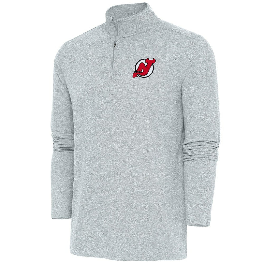 New Jersey Devils Antigua Hunk Quarter-Zip Pullover Top - Heather Gray - NHL 200640701
