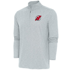 New Jersey Devils Antigua Hunk Quarter-Zip Pullover Top - Heather Gray - NHL 200640701
