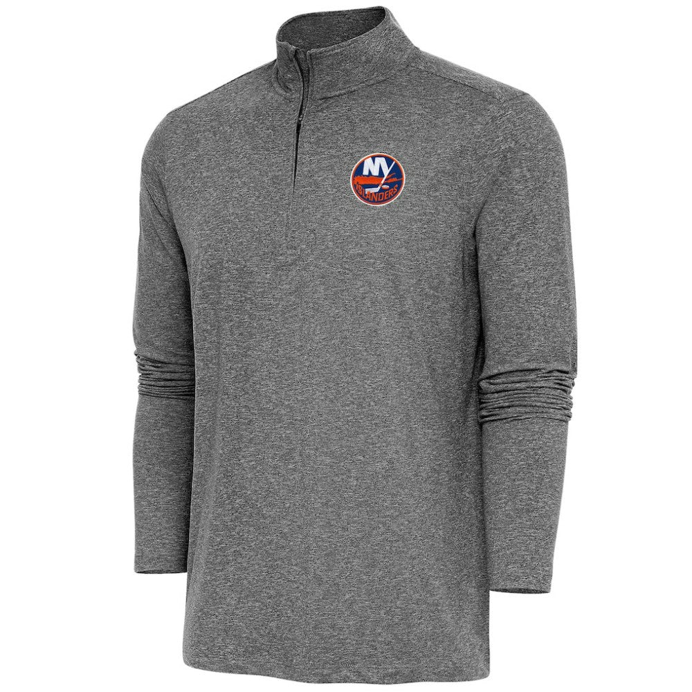 New York Islanders Antigua Hunk Quarter-Zip Pullover Top - Heather Black - NHL 200640708