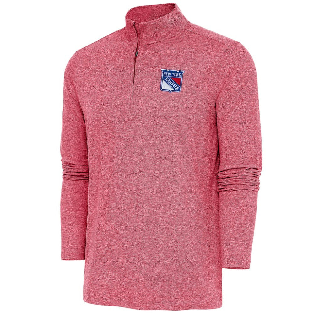 New York Rangers Antigua Hunk Quarter-Zip Pullover Top - Heather Red - NHL 200640719