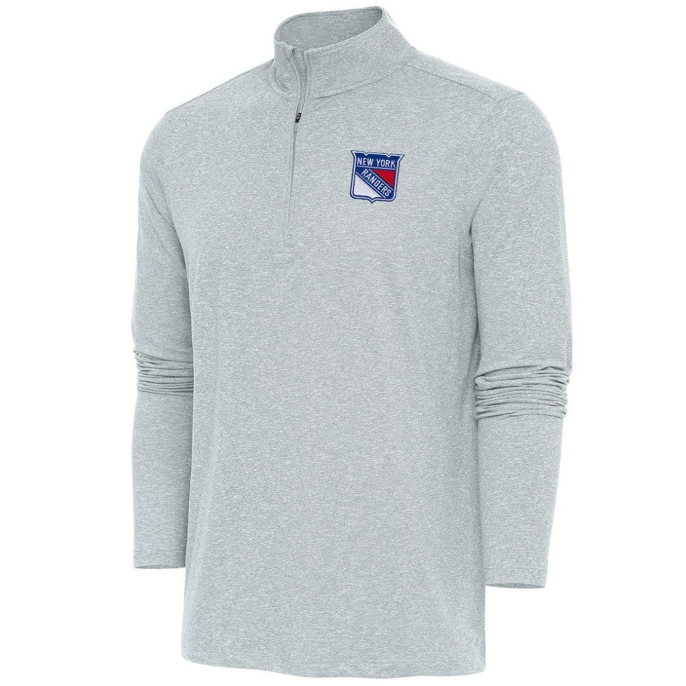 New York Rangers Antigua Hunk Quarter-Zip Pullover Top - Heather Gray - NHL 200640727