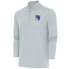 New York Rangers Antigua Hunk Quarter-Zip Pullover Top - Heather Gray - NHL 200640727
