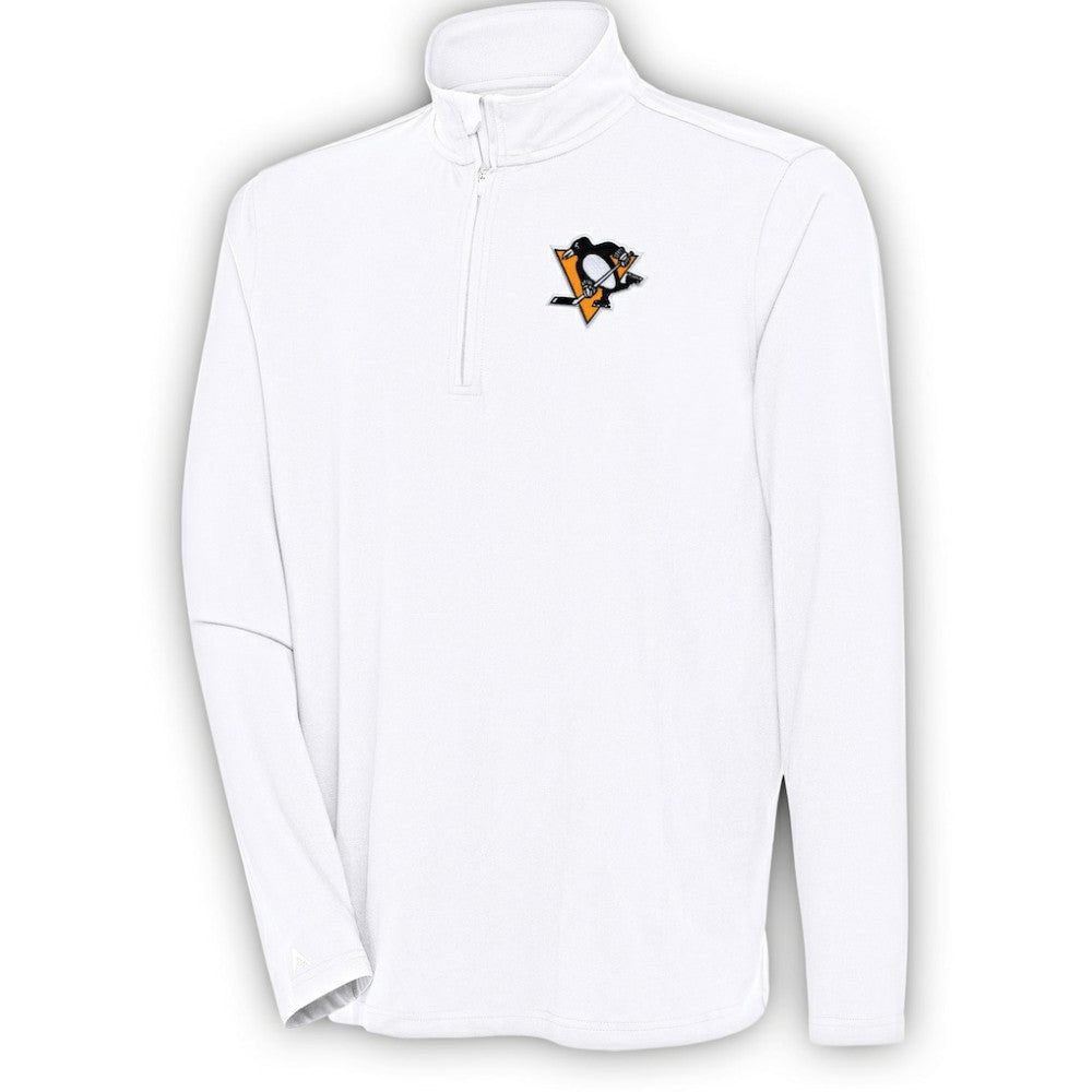 Pittsburgh Penguins Antigua Hunk Quarter-Zip Pullover Top - White - NHL 200640742