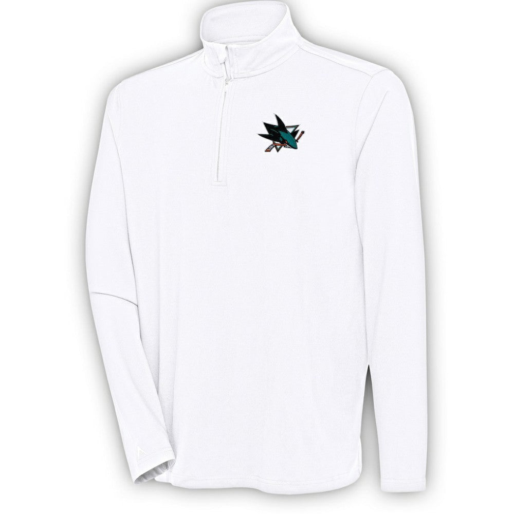 San Jose Sharks Antigua Hunk Quarter-Zip Pullover Top - White - NHL 200640745
