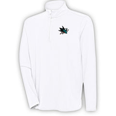 San Jose Sharks Antigua Hunk Quarter-Zip Pullover Top - White - NHL 200640745