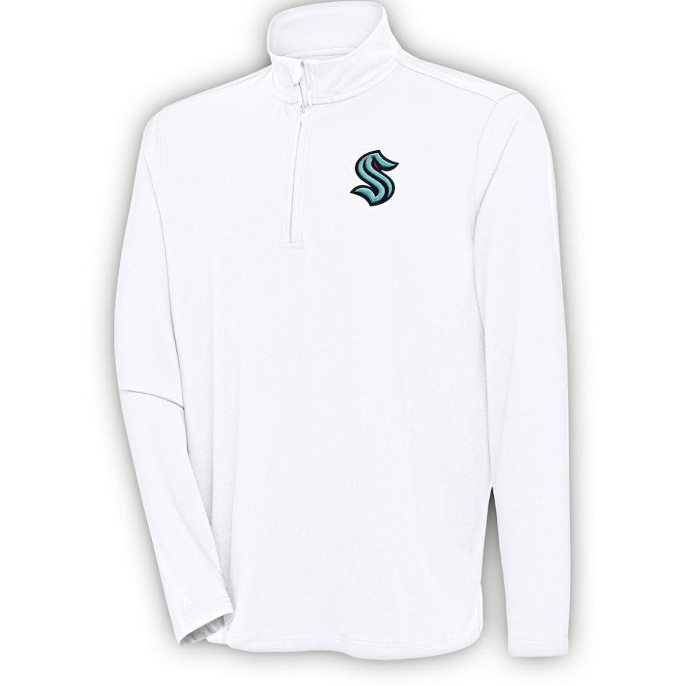 Seattle Kraken Antigua Hunk Quarter-Zip Pullover Top - White - NHL 200640748