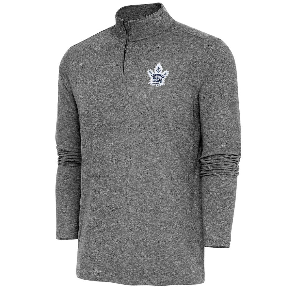 Toronto Maple Leafs Antigua Hunk Quarter-Zip Pullover Top - Heather Black - NHL 200640765