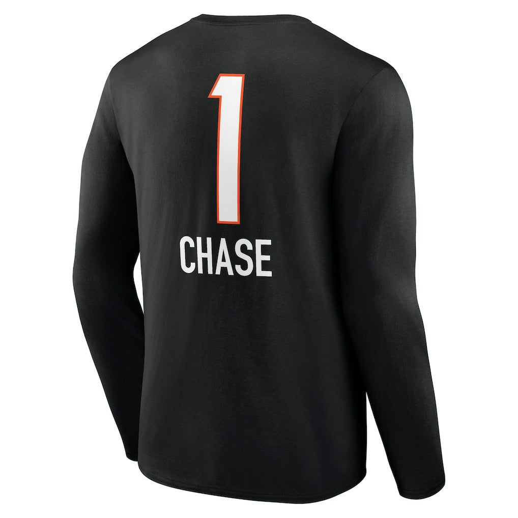 Ja'Marr Chase Cincinnati Bengals Team Wordmark Player Name & Number Long Sleeve T-Shirt Black