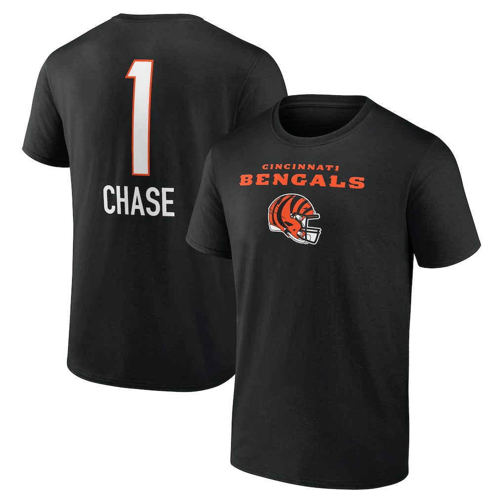 Ja'Marr Chase Cincinnati Bengals Team Wordmark Player Name & Number T-Shirt Black