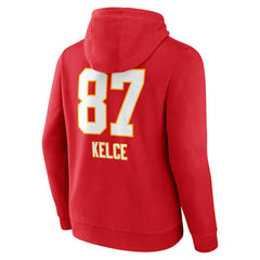 Travis Kelce Kansas City Chiefs Team Wordmark Player Name & Number Pullover Hoodie Red