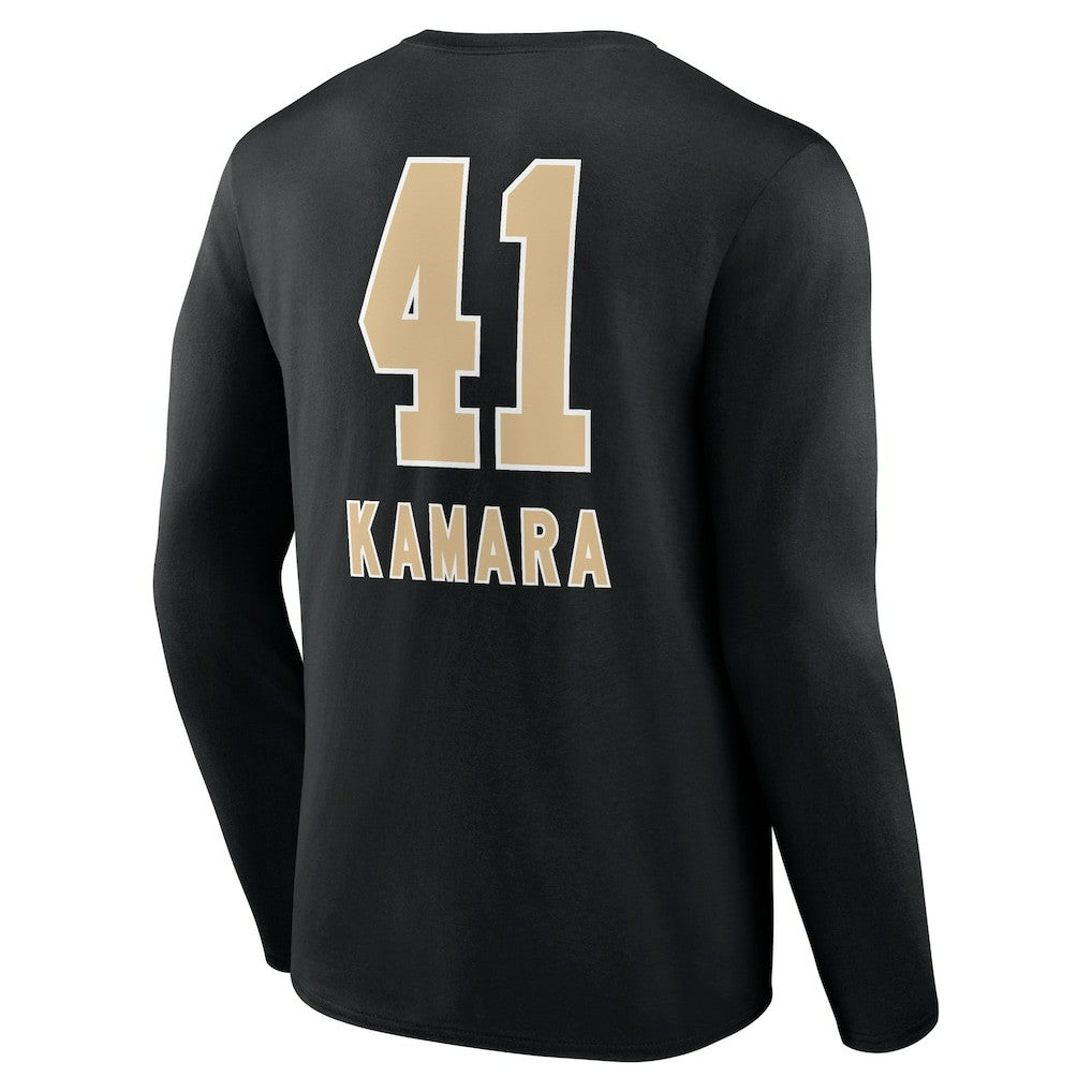 Alvin Kamara New Orleans Saints Team Wordmark Player Name & Number Long Sleeve T-Shirt Black