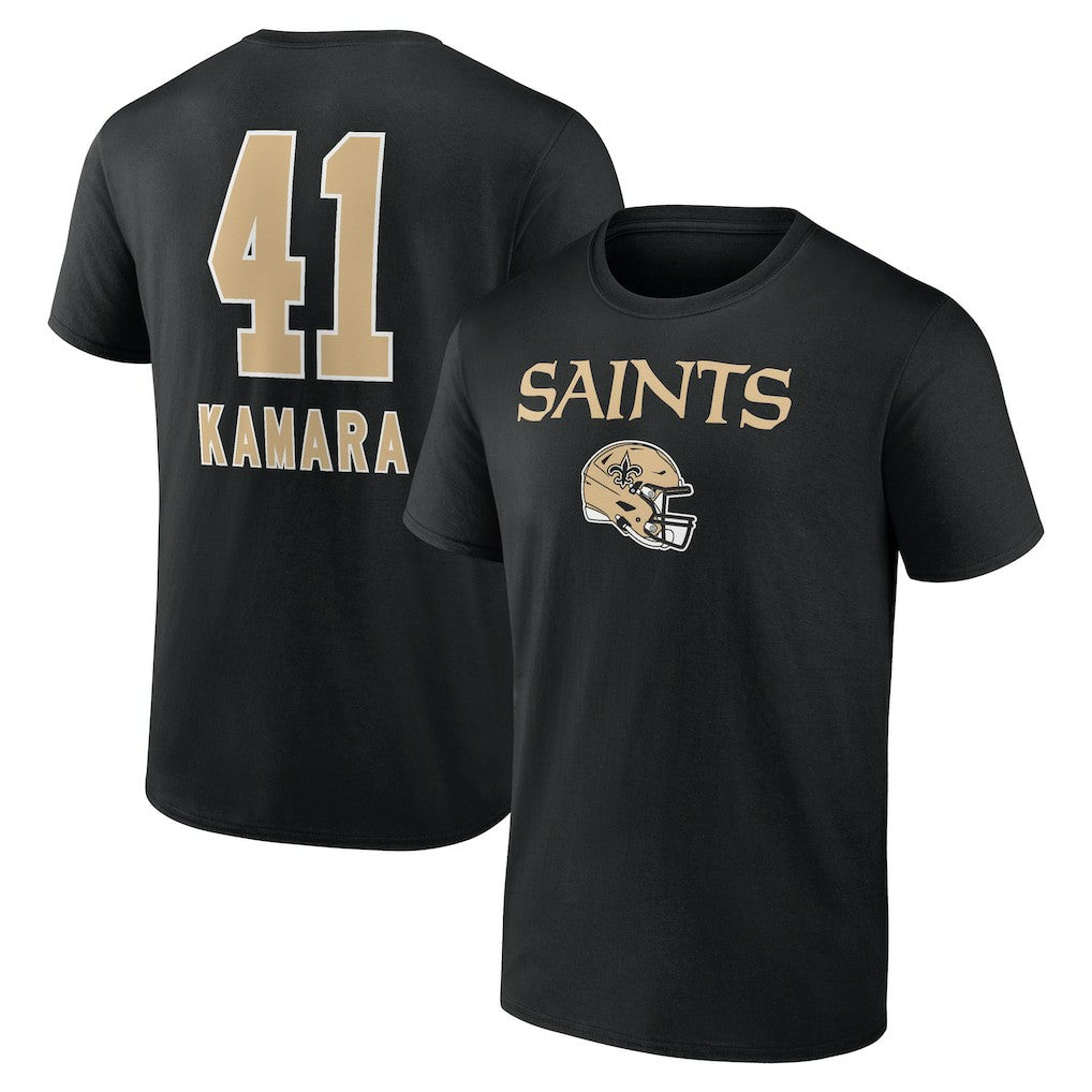 Alvin Kamara New Orleans Saints Team Wordmark Player Name & Number T-Shirt Black
