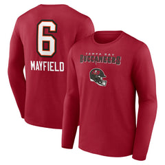 Baker Mayfield Tampa Bay Buccaneers Team Wordmark Player Name & Number Long Sleeve T-Shirt Red