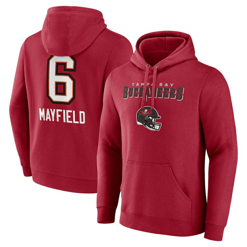 Baker Mayfield Tampa Bay Buccaneers Team Wordmark Player Name & Number Pullover Hoodie Red