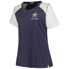 Houston Astros '47 Women's Plus Size Henley T-Shirt - Navy/Gray - 47 brand Sale