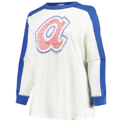Atlanta Braves '47 Women's Plus Size Caribou Raglan Long Sleeve T-Shirt - White - 47 brand Online
