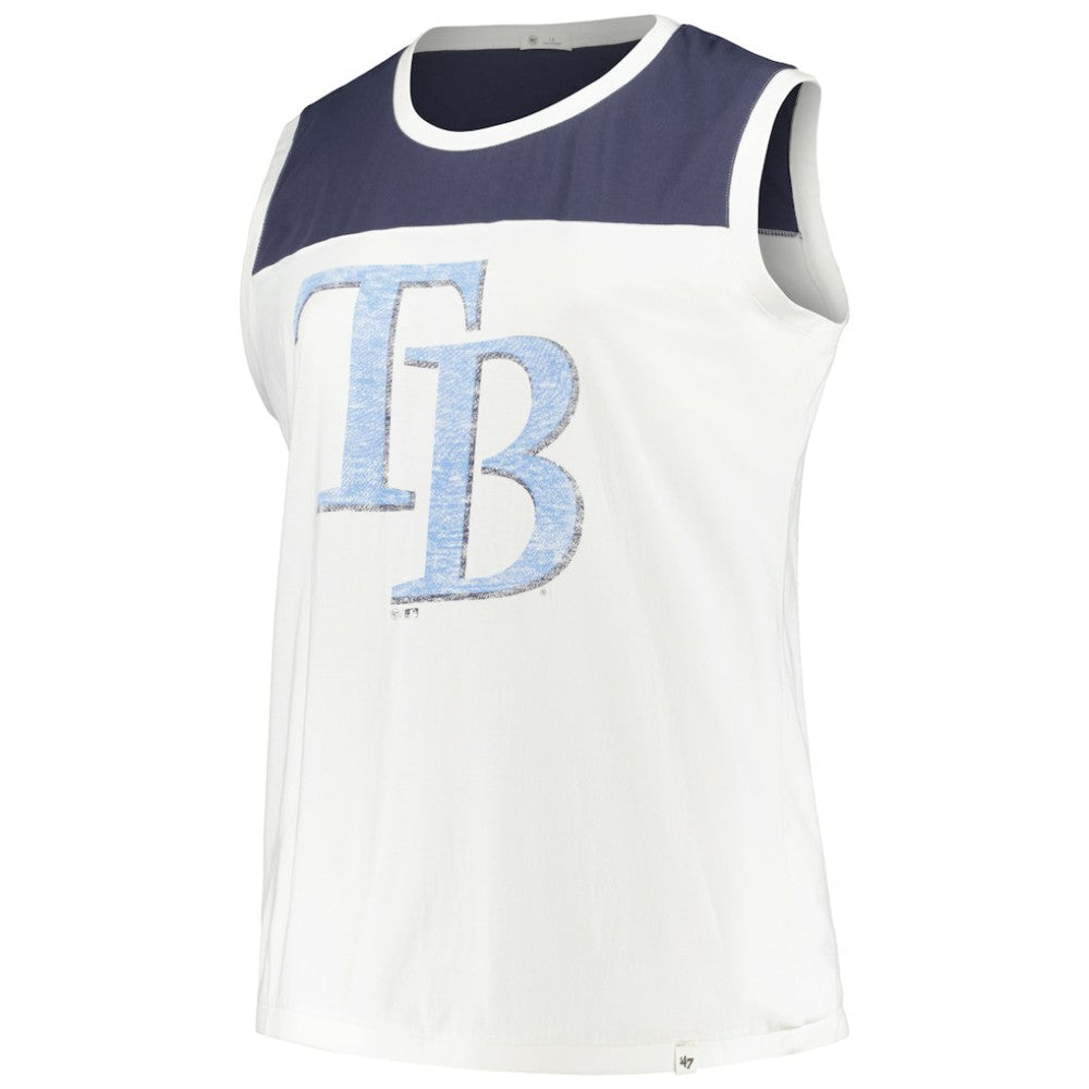 Tampa Bay Rays '47 Women's Plus Size Waist Length Muscle Tank Top - White/Navy - 47 brand Sale