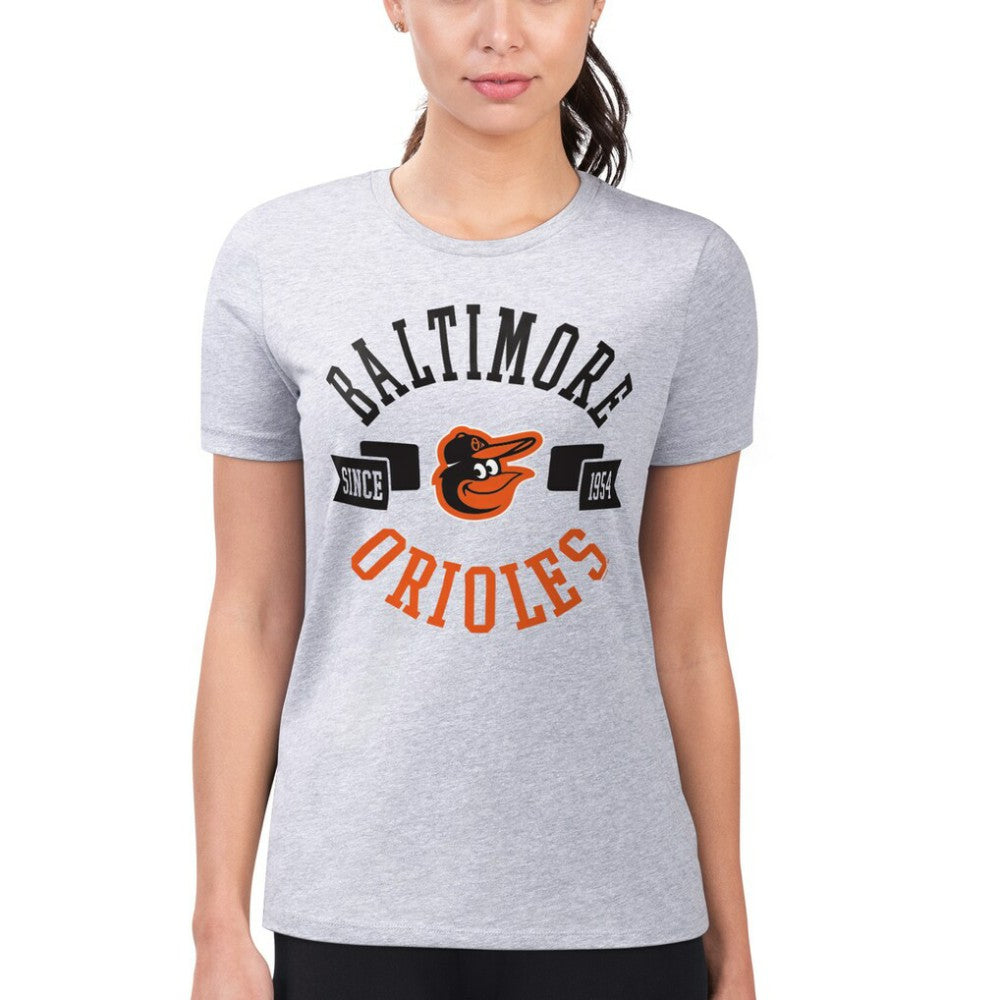 Baltimore Orioles G-III 4Her by Carl Banks Women's Super-Slim Fit Lightweight City Graphic T-Shirt - Heather Gray - MLB Lifestyle
