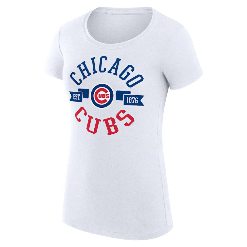 Chicago Cubs G-III 4Her by Carl Banks Women's Super-Slim Fit Lightweight City Graphic T-Shirt - White - MLB Lifestyle
