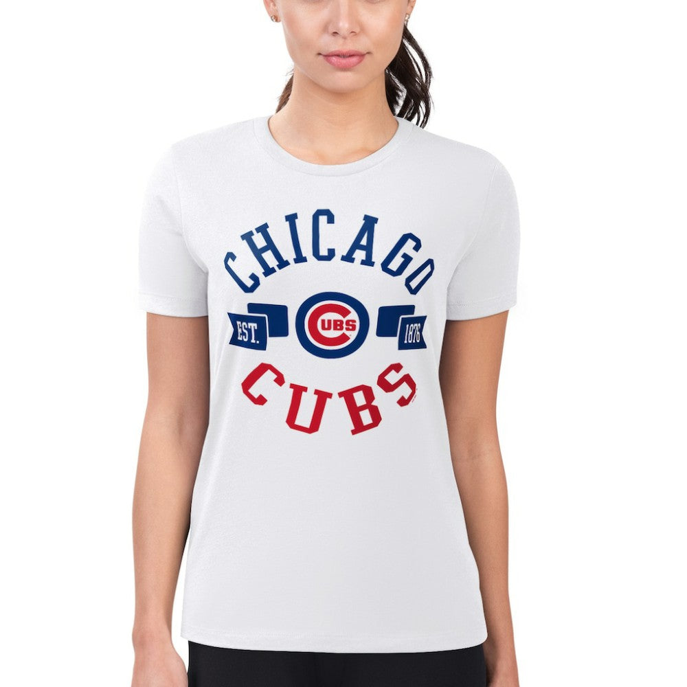 Chicago Cubs G-III 4Her by Carl Banks Women's Super-Slim Fit Lightweight City Graphic T-Shirt - White - MLB Lifestyle