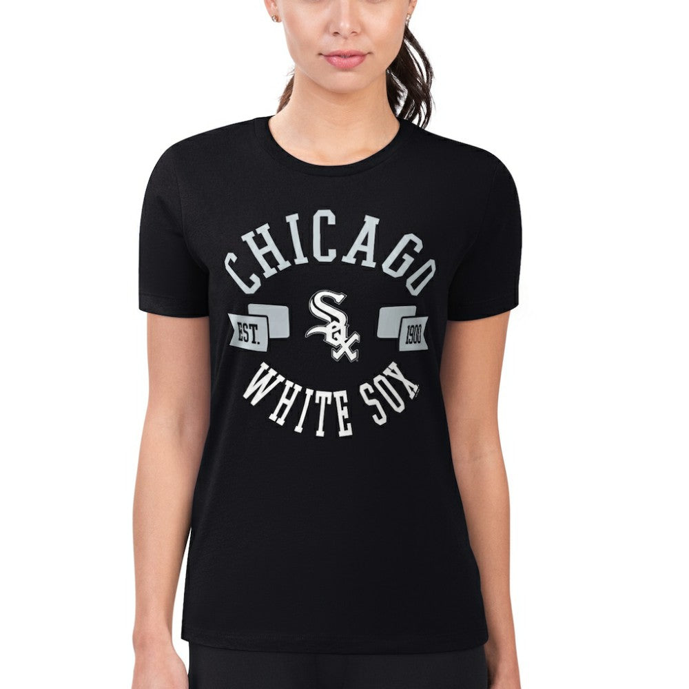 Chicago White Sox G-III 4Her by Carl Banks Women's Super-Slim Fit Lightweight City Graphic T-Shirt - Black - MLB on Sale