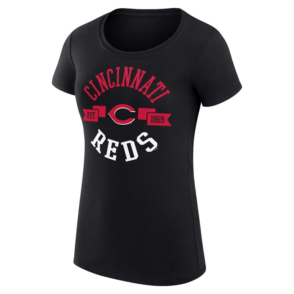 Cincinnati Reds G-III 4Her by Carl Banks Women's Super-Slim Fit Lightweight City Graphic T-Shirt - Black - MLB Sale
