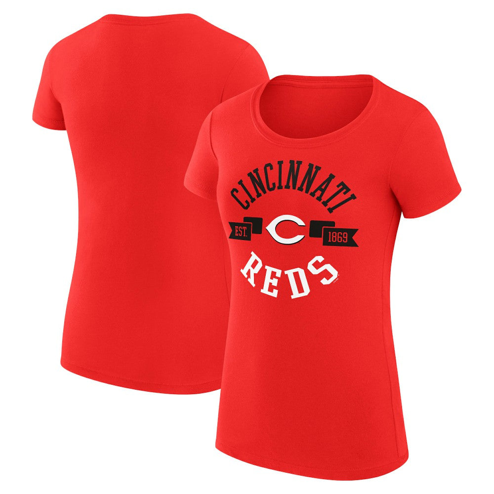 Cincinnati Reds G-III 4Her by Carl Banks Women's Super-Slim Fit Lightweight City Graphic T-Shirt - Red - MLB Lifestyle