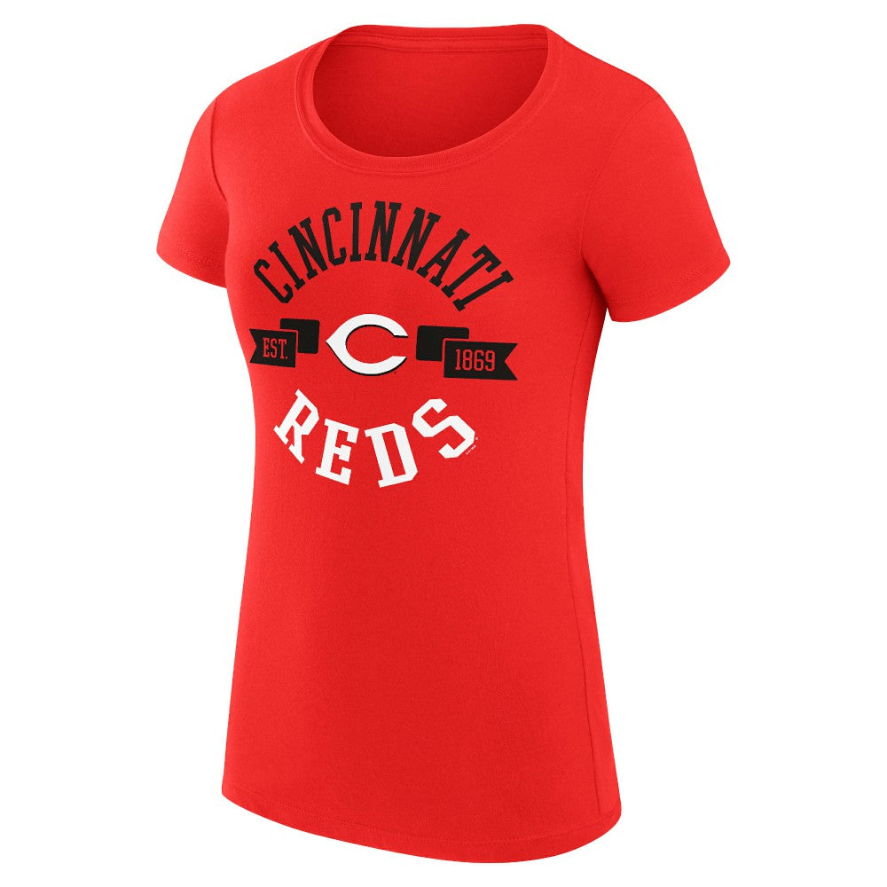Cincinnati Reds G-III 4Her by Carl Banks Women's Super-Slim Fit Lightweight City Graphic T-Shirt - Red - MLB Lifestyle