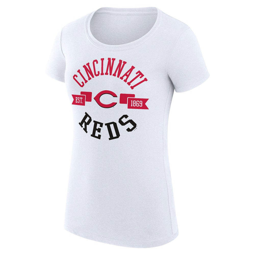 Cincinnati Reds G-III 4Her by Carl Banks Women's Super-Slim Fit Lightweight City Graphic T-Shirt - White - MLB Lifestyle