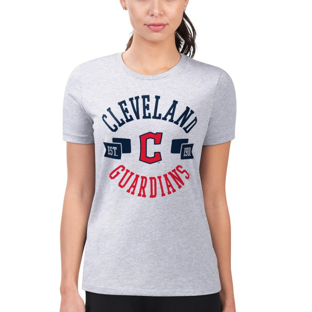 Cleveland Guardians G-III 4Her by Carl Banks Women's Super-Slim Fit Lightweight City Graphic T-Shirt - Heather Gray - MLB Sale