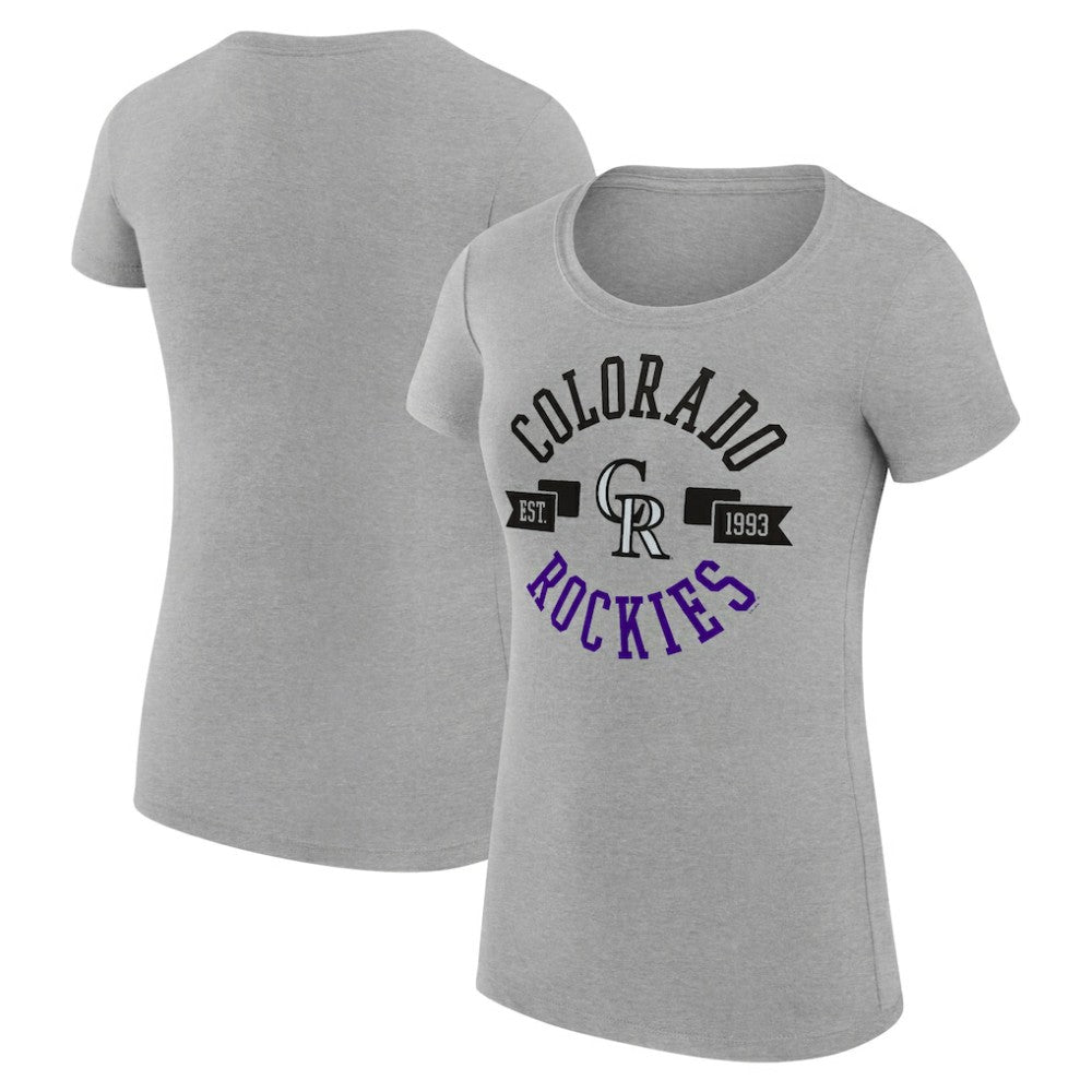 Colorado Rockies G-III 4Her by Carl Banks Women's Super-Slim Fit Lightweight City Graphic T-Shirt - Heather Gray - MLB Sale