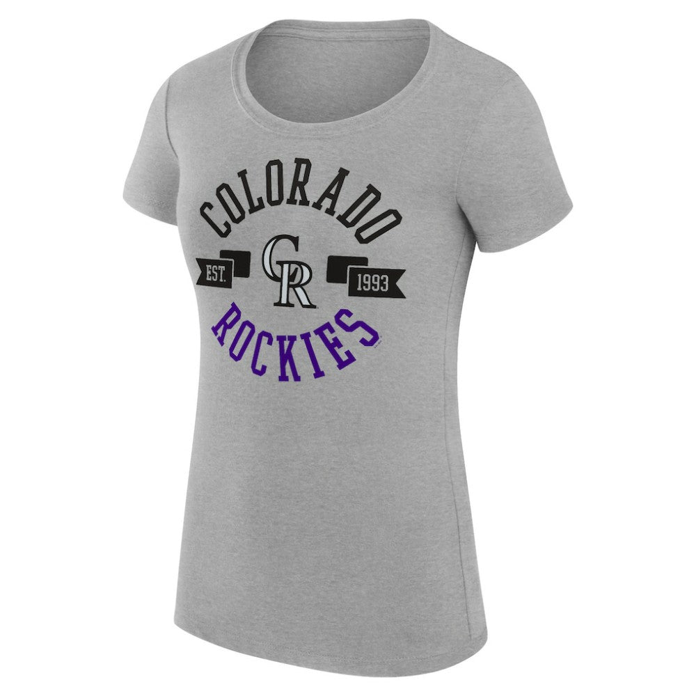 Colorado Rockies G-III 4Her by Carl Banks Women's Super-Slim Fit Lightweight City Graphic T-Shirt - Heather Gray - MLB Sale