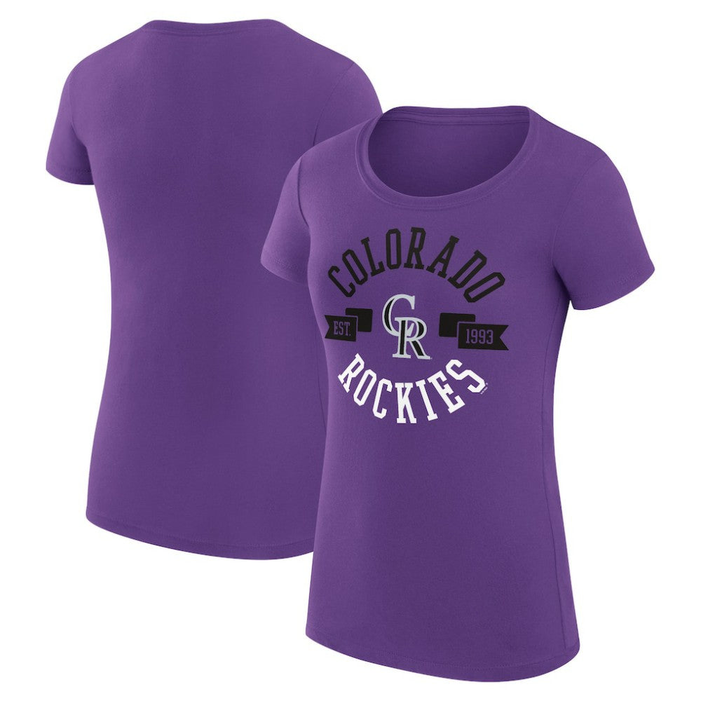 Colorado Rockies G-III 4Her by Carl Banks Women's Super-Slim Fit Lightweight City Graphic T-Shirt - Purple - MLB Sale
