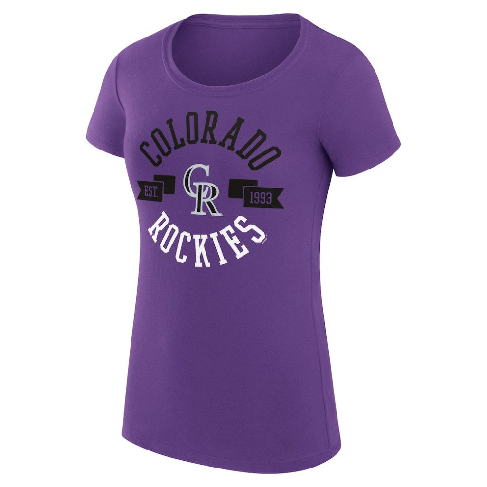 Colorado Rockies G-III 4Her by Carl Banks Women's Super-Slim Fit Lightweight City Graphic T-Shirt - Purple - MLB Sale
