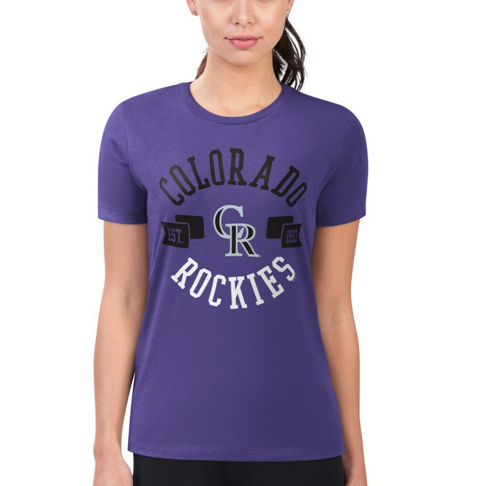 Colorado Rockies G-III 4Her by Carl Banks Women's Super-Slim Fit Lightweight City Graphic T-Shirt - Purple - MLB Sale