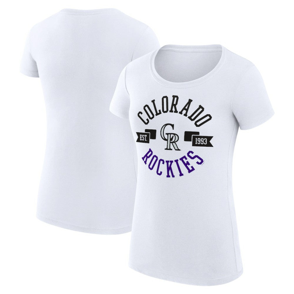 Colorado Rockies G-III 4Her by Carl Banks Women's Super-Slim Fit Lightweight City Graphic T-Shirt - White - MLB Discount