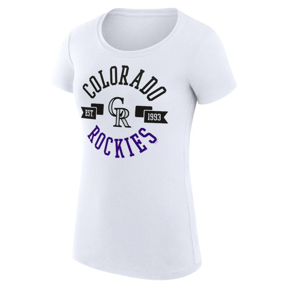 Colorado Rockies G-III 4Her by Carl Banks Women's Super-Slim Fit Lightweight City Graphic T-Shirt - White - MLB Discount