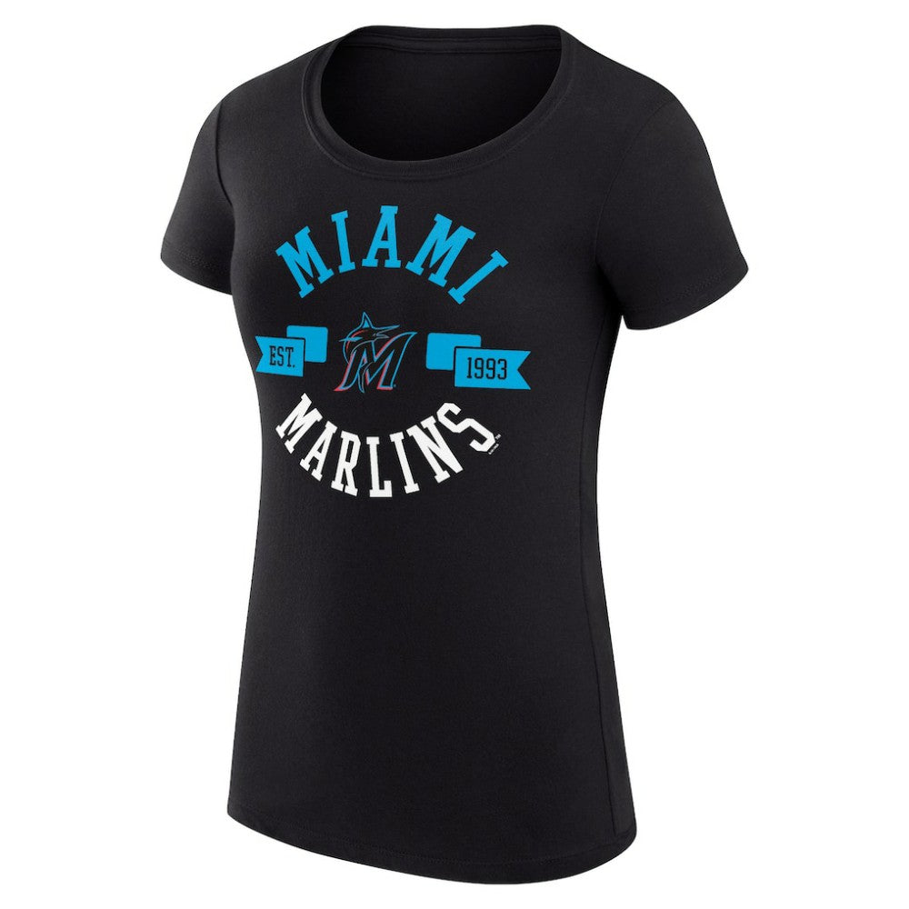 Miami Marlins G-III 4Her by Carl Banks Women's Super-Slim Fit Lightweight City Graphic T-Shirt - Black - MLB on Sale