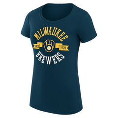 Milwaukee Brewers G-III 4Her by Carl Banks Women's Super-Slim Fit Lightweight City Graphic T-Shirt - Navy - MLB Lifestyle