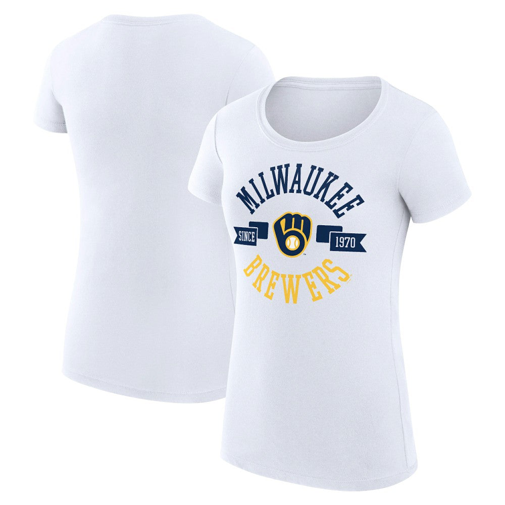 Milwaukee Brewers G-III 4Her by Carl Banks Women's Super-Slim Fit Lightweight City Graphic T-Shirt - White - MLB Online