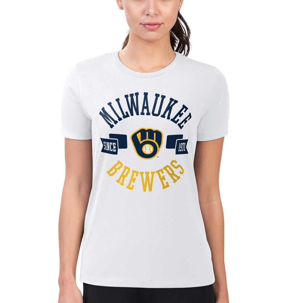 Milwaukee Brewers G-III 4Her by Carl Banks Women's Super-Slim Fit Lightweight City Graphic T-Shirt - White - MLB Online