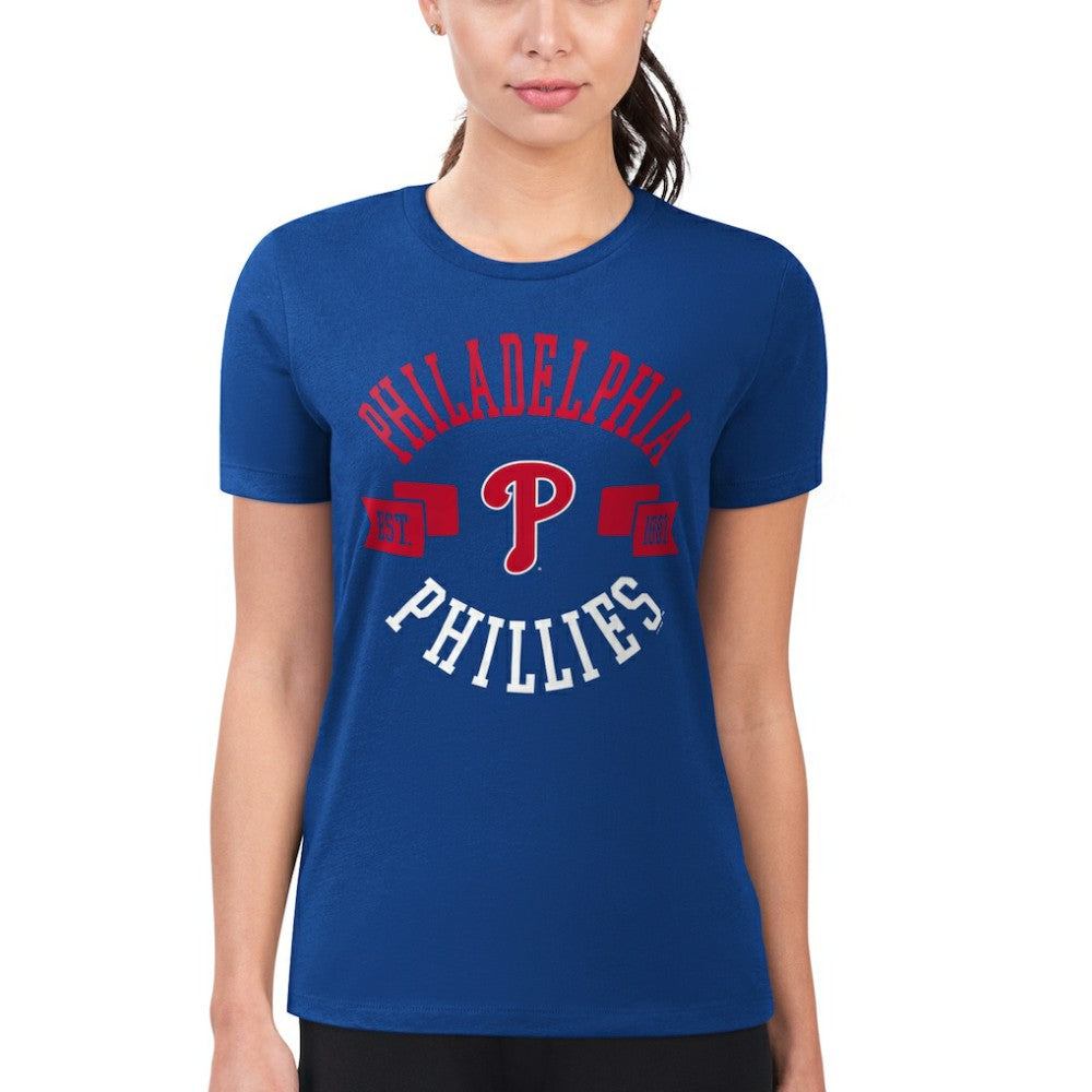 Philadelphia Phillies G-III 4Her by Carl Banks Women's Super-Slim Fit Lightweight City Graphic T-Shirt - Royal - MLB Discount