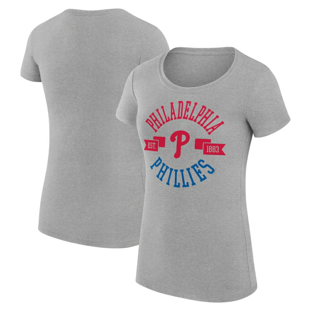 Philadelphia Phillies G-III 4Her by Carl Banks Women's Super-Slim Fit Lightweight City Graphic T-Shirt - Heather Gray - MLB Online