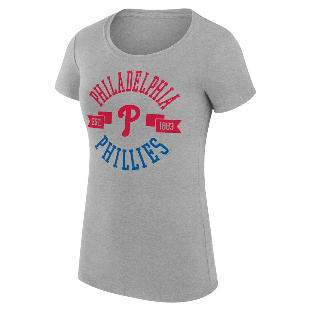 Philadelphia Phillies G-III 4Her by Carl Banks Women's Super-Slim Fit Lightweight City Graphic T-Shirt - Heather Gray - MLB Online