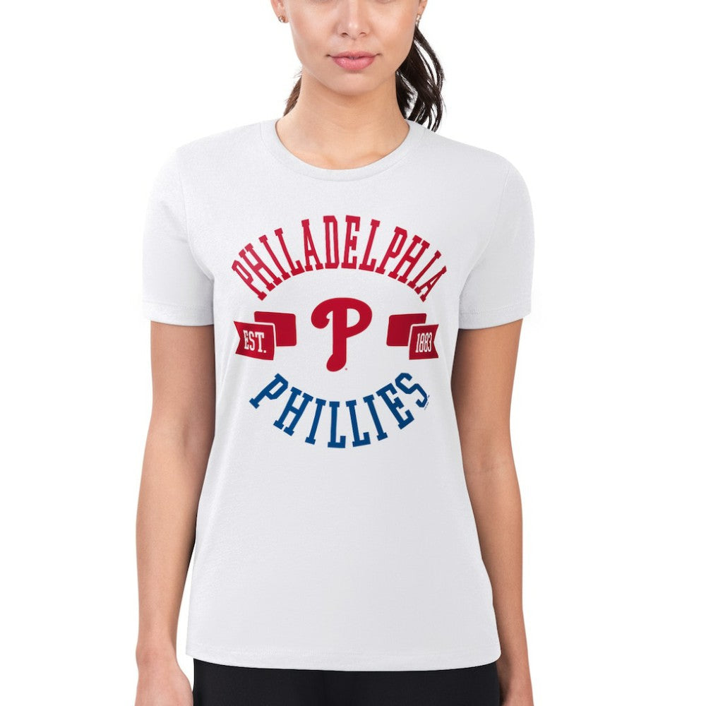 Philadelphia Phillies G-III 4Her by Carl Banks Women's Super-Slim Fit Lightweight City Graphic T-Shirt - White - MLB on Sale