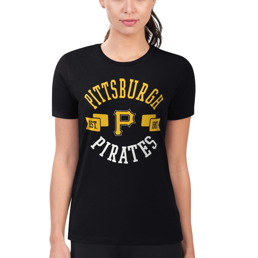 Pittsburgh Pirates G-III 4Her by Carl Banks Women's Super-Slim Fit Lightweight City Graphic T-Shirt - Black - MLB on Sale