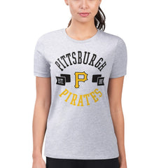 Pittsburgh Pirates G-III 4Her by Carl Banks Women's Super-Slim Fit Lightweight City Graphic T-Shirt - Heather Gray - MLB on Sale
